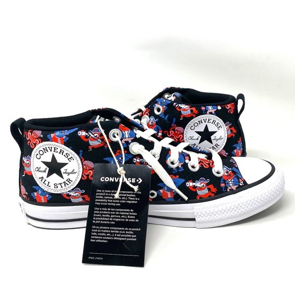 💖MEGA SALE💖Converse Ctas Street Mid Black Marina Shoes Junior Canvas 672732F - Picture 2 of 9